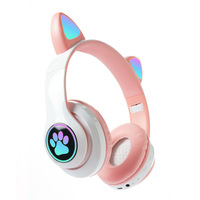 Audífonos Inalámbricos Over-Ear de Moda, Audífonos para Niños con Diseño de Orejas de Gato, para Deportes, Aviación, DJ, Teléfono Móvil, Viajes