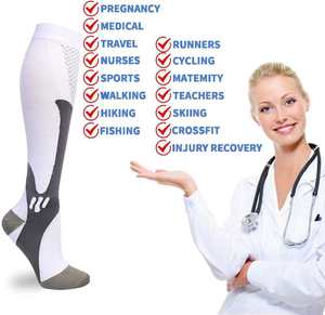 4 paires de chaussettes de compression antibactériennes pour hommes et femmes, compression 20-30 mmHg - Product Image 2