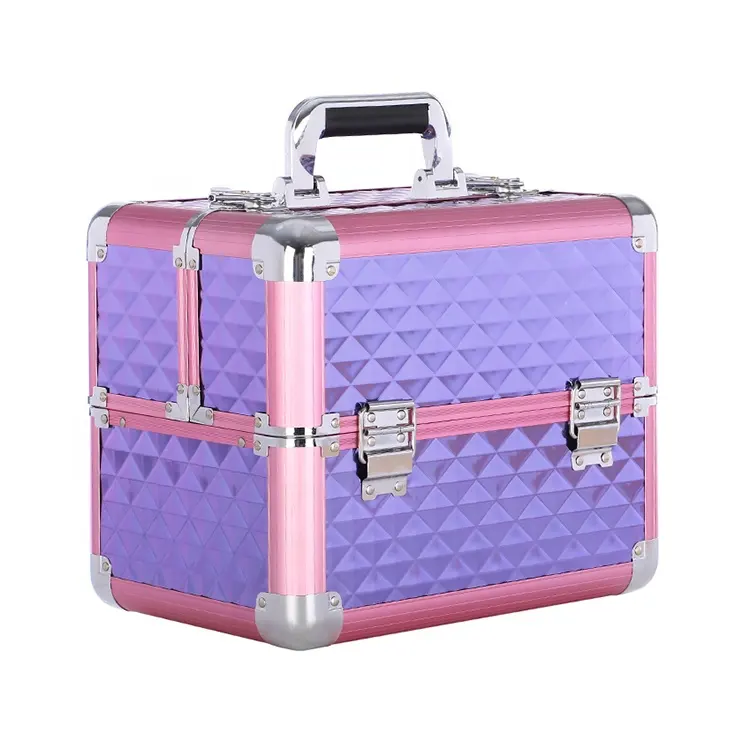 Benutzer definierte lila Diamant perfekte Weihnachts geschenke profession elle Box Reise Schönheits künstler Kosmetik Hard Makeup Train Case