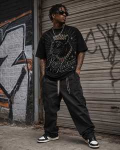 T-Shirt in Poliestere ad Asciugatura Rapida, Vestibilità Slim per Uomo, con Collo a Costine e Strass, Logo Personalizzato, Nero, Taglia M - Product Image 3