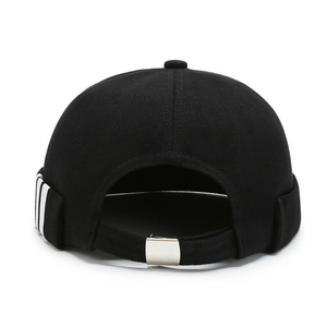 New Arrival Men's Cotton Summer Hip Hop <b>Cap</b> Rolled Cuff Brimless Striped Letter <b>Flat</b> Dobby Sporty Curved Sailor <b>Hat</b> Business - Product Image 4