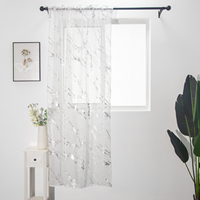Voilage Moderne de Luxe XinLan en Marbre Argenté, Rideau Transparent Filtrant la Lumière pour Fenêtre