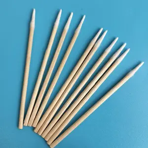 100pcs Eco-friendly Wooden Stick 1mm Micro Pointed Cotton Swab For Eyebrow Tattoos