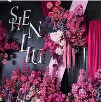 Ranting Bunga Mawar Buatan Warna Fuchsia, Batang Bunga Sutra Imitasi Pink Terang, Realistis Ramah Lingkungan untuk Buket Pernikahan, Dekorasi Lengkungan dan Meja