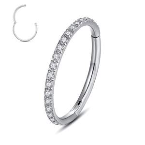 Anneau <span class=keywords><strong>de</strong></span> <span class=keywords><strong>nez</strong></span> en titane G23, perforation du septum, diamant plat, diamant latéral, fermeture sans couture, anneau d'oreille en os, bijoux <span class=keywords><strong>de</strong></span> piercing. - Product Image 3