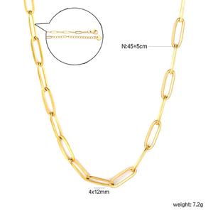 Joyería de Acero Inoxidable Chapada en Oro de 18K, Regalos para Fiestas y Aniversarios, Collar de Clavícula con Cadena Ovalada Simple para Mujer - Product Image 2