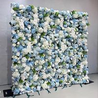 H-048 Kain Latar Belakang Acara Pernikahan Warna Biru Muda, Dekorasi Dinding Bunga, Hiasan Dinding Biru