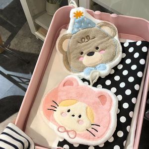 Cute Cartoon Cat Shape Hand Towel 18x25 Cm Coral Fleece Quick Dry For Kitchen Bathroom - Product Image 3
