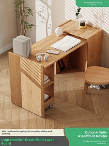 Home Bedroom Solid Wood Minimalist Modern Invisible Foldable Telescopic Hidden Computer <b>Desk</b> <b>Small</b> Apartment Space-Saving Study - Product Image 1
