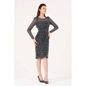 DANS Haut décontracté à manches longues et col rond pour femme, couleur unie noire, polyvalent pour tous les jours, tailles 38-42 - Product Image 2