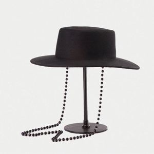 Sombreros Fedora de Fieltro 100% Lana con Diamantes Brillantes, Novedad Otoño-Invierno, Estilo Jazz, Moda Casual con Cuentas y Cuerda - Product Image 3