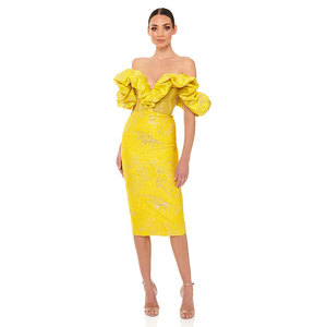 Deals Bright Yellow Party Dress Gorgeous Asymmetrical Design | Alibaba.com