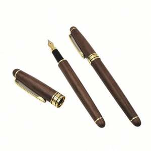 Stylo plume de luxe en bois de noyer rechargeable avec cartouche d'encre pour écrire, coffret cadeau, écologique, fait main - Product Image 2
