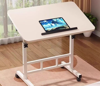 Table d'appoint relevable Gracecoaster moderne blanche avec roulettes, hauteur réglable, en MDF robuste, table de chevet rotative à 360°, pliable pour lit