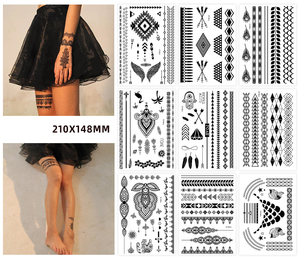 Pegatina de tatuaje corporal temporal impermeable profesional negra para <span class=keywords><strong>mano</strong></span> y brazo, tanto para niñas como para niños - Product Image 3