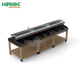 Exhibidor de Vegetales de Acero Inoxidable Personalizado, Estante Móvil para Productos de Supermercado, Góndola de Doble Cara para Comercialización Minorista - Product Image 3