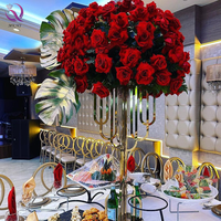 Support à fleurs en or électroplaté, centre de table, décoration de mariage, support à fleurs en métal pour fournitures de mariage