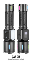 Lampe torche tactique LED rechargeable (piles non incluses) avec zoom, en aluminium, étanche, à intensité variable, lumière rouge/blanche, type C