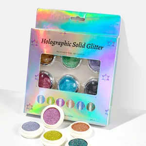 6pcs Kit Fancy Chrome Shining Mirror Pressed Pigment Holographic Laser Nail Art Solid Power Set