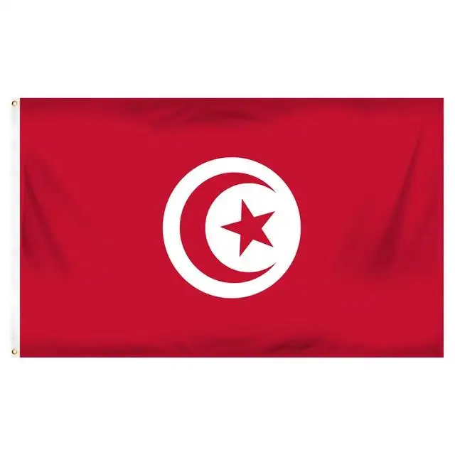 Drapeau tunisien chaud de 3x5 pieds et bannière de drapeau tunisien à double face et en polyester cousu