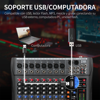 CT80X Table de Mixage Audio Professionnelle 8 Canaux avec Bluetooth, Console de Son pour Karaoké, Alimentation Phantom 48V, USB