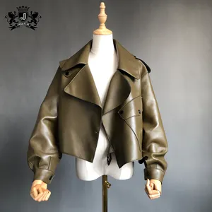 Janefur New Design European Style Leather Coat Genuine Plus Size Lambskin Leather Jacket Women