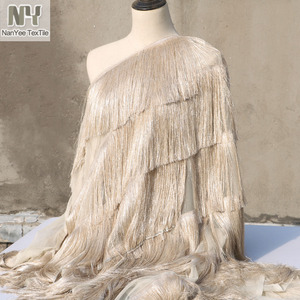 Nanyee Dệt Màu Be Rượu Sâm Banh Màu Thêu Tay 9 Lớp 20Cm Dài Tua Rìa Vải Tuyn Vải Lưới Cho Dancewear Ăn Mặc - Product Image 6