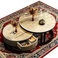 Table basse extensible minimaliste moderne en acier inoxydable avec rangement pour petits meubles de salon