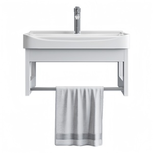 Ensemble de meuble-lavabo mural moderne en aluminium avec vasque intégrée en céramique écologique résistante à l'eau pour salle de bain - Product Image 1