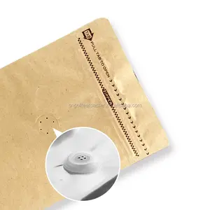 Suporte de papel para café de grau alimentício, 250g com válvula e folha de alumínio fundo plano dentro e zipper top