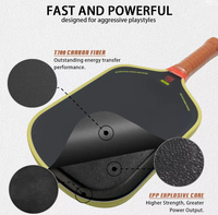 Nouvelle pagaie de pickleball de 5e génération avec noyau en mousse EVA+EPP, épaisseur 16 mm, surface en fibre de carbone Toray, super haute friction