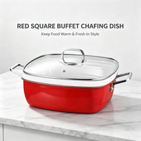 Chauffe-Plat Carré Rouge, Bain-Marie et Chauffage à Vapeur, pour Buffet, Hôtels, Restaurants, Traiteurs, Banquets et Fêtes