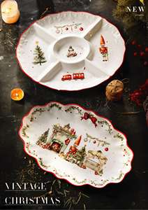 Juego de Platos de Cerámica LovingHome con Elementos Navideños y Borde Rojo, Acepta Logotipo Personalizado, <span class=keywords><strong>Vajilla</strong></span> para Fiestas y Eventos - Product Image 3