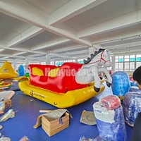 Bateau Gonflable Remorquable Chariot de Cheval Taille Personnalisée 4 Places 5,5m Rouge Jaune Nouveauté pour Divertissement Aquatique