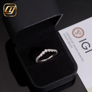 Anillo de Eternidad con Diamantes de Laboratorio, Plata 925 Sólida, Borde Milgrain, Anillo de Promesa Apilable, para Mujer, Uso Diario, Lujoso, Bañado en Rodio, IGI - Product Image 1