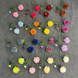 Yixuan <b>Artificial</b> Ranunculus <b>Flower</b> 3-Head Silk Realistic Wedding Decoration Living Room Floral Arrangement - Product Image 2
