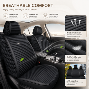 Fundas de Asiento de Coche Universales de Lujo en Cuero PU y Terciopelo, Transpirables, para Todas las Estaciones, Color Negro, Rusia - Product Image 5