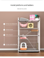 Cage pour chat à 3 niveaux, grande, écologique, avec revêtement en poudre, avec roues, cage en métal robuste, enclos pour chat, aire de jeux intérieure