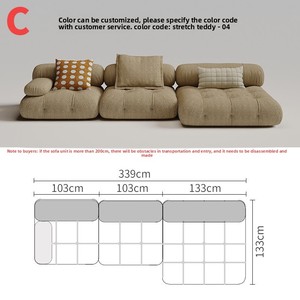Sofá Modular Combinable <span class=keywords><strong>Mica</strong></span> Chameleon Chenille, Estilo Italiano de Lujo, Cuero Genuino, Espuma de Alta Densidad, Alta Gama - Product Image 6