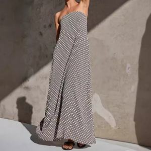 Vestido de Verano para Mujer al por Mayor, Personalizado, OEM, de Alta Calidad, con Cintura Natural, Estilo Simple, Hombros Descubiertos, Estampado, para Vacaciones y Uso Diario - Product Image 4