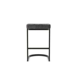 Stijlvolle fluwelen barkruk met stevig zwart metalen frame, gebogen ondersteuning, comfortabel zitgedeelte voor Amerikaanse thuisbar, aanrecht of keuken. - Product Image 4