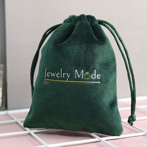 Custom Logo Recyclable Silk Velvet <b>Drawstring</b> Jewelry Pouch Gift Bag with Stamping for Gemstone Rings & Glasses - Product Image 3