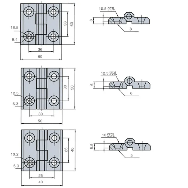 Moderne Opvouwbare Sleuf M5 M6 M8 Zware Vergrendeling Scharnier Zwart Zink Legering Scharnieren Voor Deur