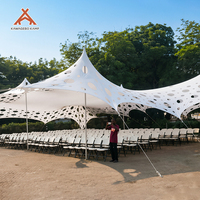 Lona de Poliéster OEM Kawagebo Kamp (KK) 49.2' X 65.6' 300 ㎡   Carpa Extensible Tipo Queso para Eventos y Fiestas de Boda de 100-150 Personas
