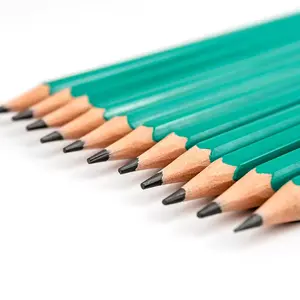 High Quality Custom Hb Green Pencil With Red Board Wood Green Body And Eraser For Children Standard Pencils