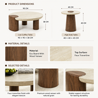 Ensemble de tables basses rondes vintage modernes, style français, faux travertin, meubles de salon de luxe, OEM