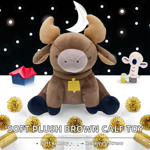 Nuovo Prodotto Transfrontaliero: Bambola Giocattolo a Forma di Vitello Seduto Marrone Super Morbido in Peluche, Ricamata, in Cotone PP, Antistress, per <span class=keywords><strong>Principesse</strong></span> - Product Image 2