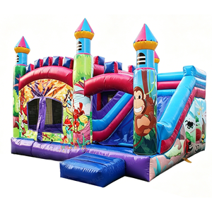 Castillo Inflable con Tobogán y Zona <span class=keywords><strong>de</strong></span> Brincos con Temática <span class=keywords><strong>de</strong></span> Zoológico <span class=keywords><strong>de</strong></span> la Selva, Castillo Inflable con Tobogán y Zona <span class=keywords><strong>de</strong></span> Brincos con Diseño <span class=keywords><strong>de</strong></span> Mono - Product Image 2