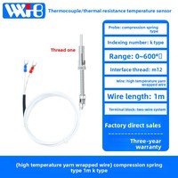 Sonde de température à vis à ressort de compression de haute précision, neuve, avec thermocouple de type K et résistance thermique PT100