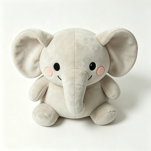 ตุ๊กตาช้างสีเทา - ตุ๊กตาสัตว์นุ่มนิ่มอ้วนกลม หูใหญ่ แก้มสีชมพู ของขวัญสำหรับกอดก่อนนอนและตกแต่งห้องเด็ก - Product Image 4